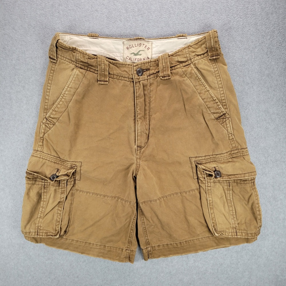 Hollister Cargo Shorts Mens 33 Brown Cotton Utility Multi Pocket Rugged